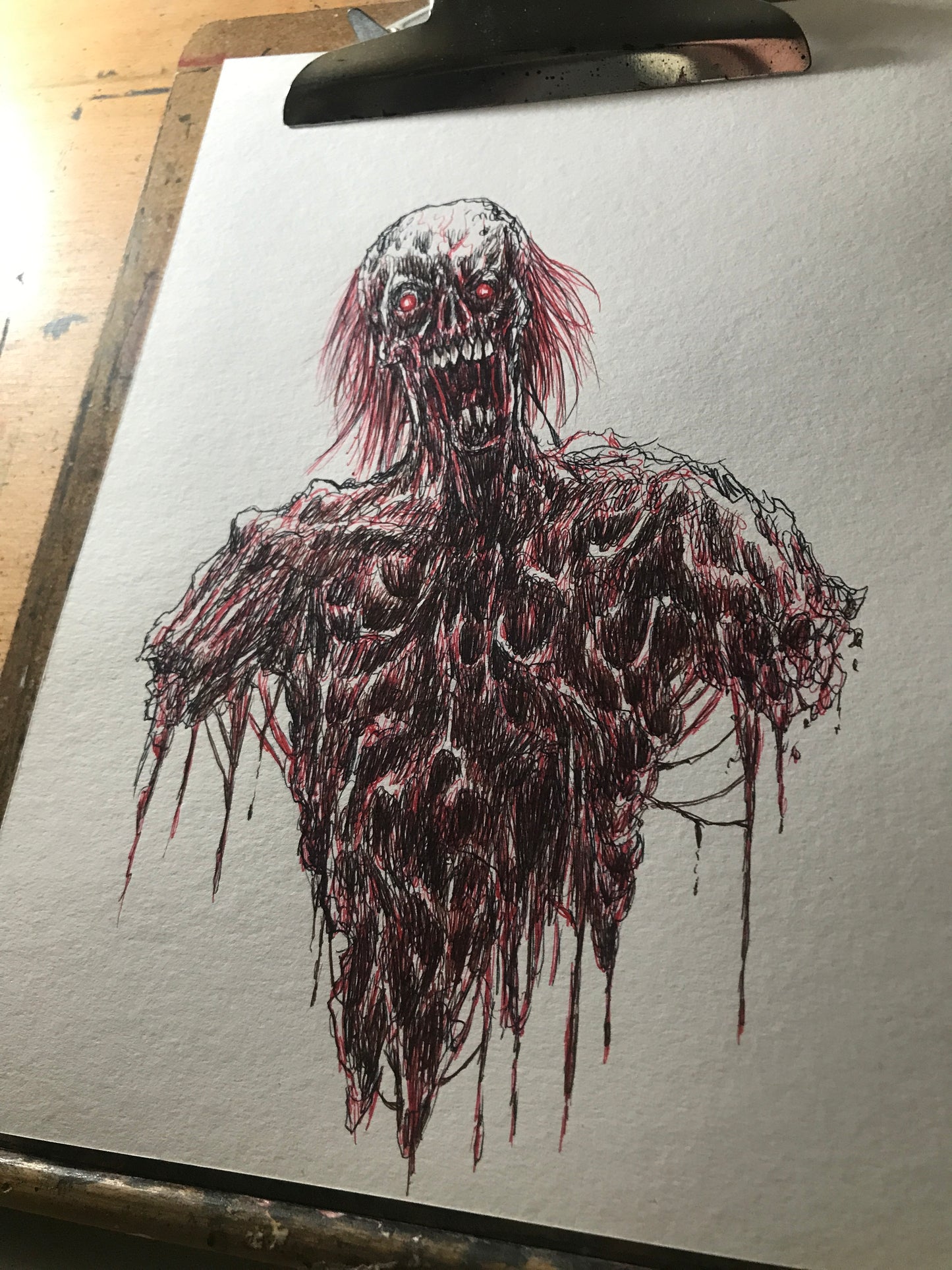 Zombie Torso 3 Biro Pen Artwork