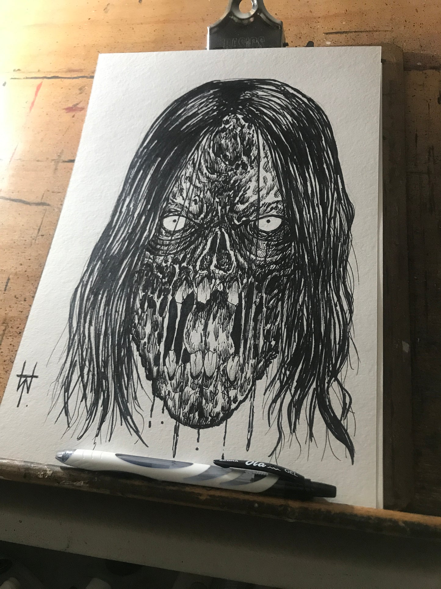 Zombie Rocker Ink Drawing Original A4 Artwork
