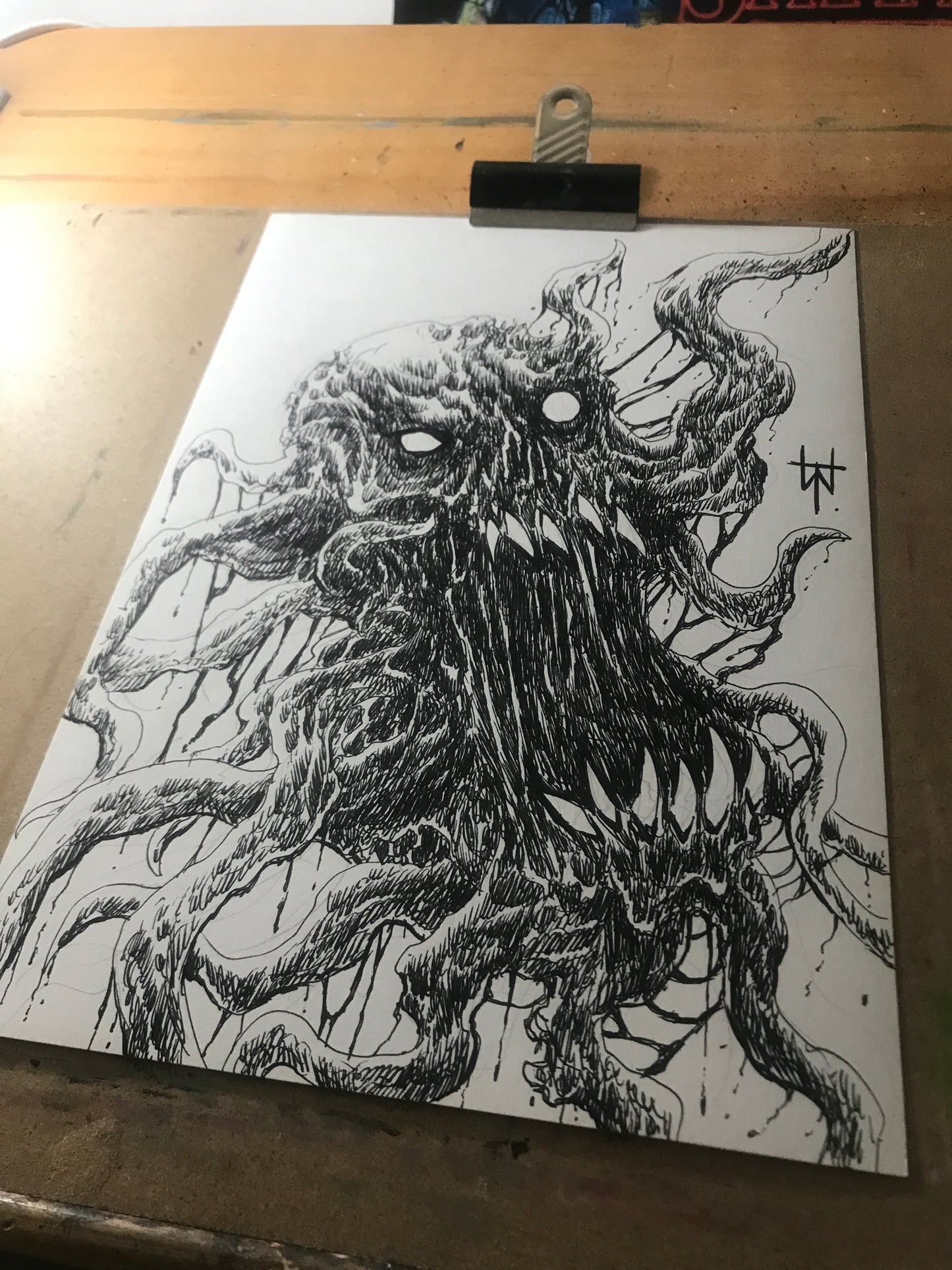 Original Demon Skull Ink Sketch