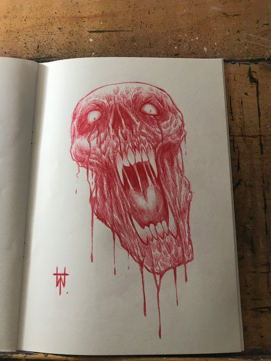 The Red Skull Biro Pen Sketch