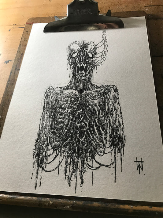 Zombie Torso Ink Drawing Artwork