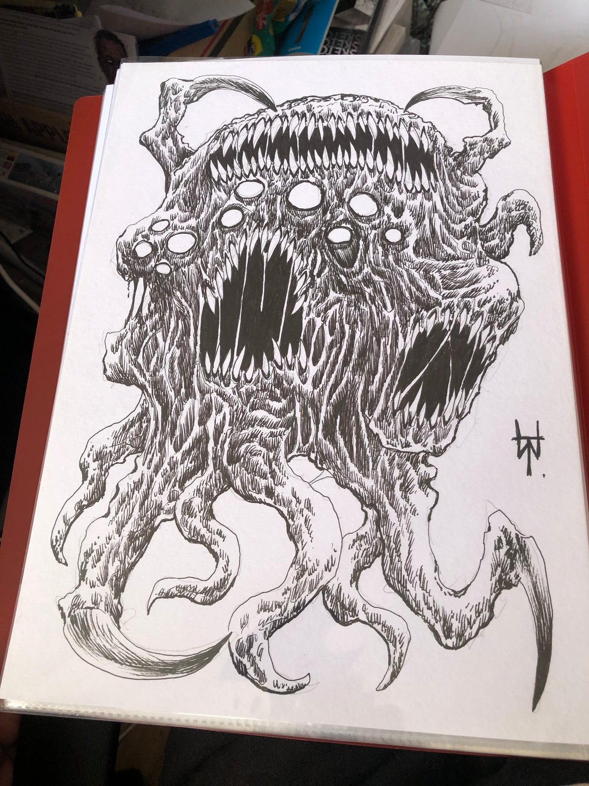 Dark Terror Creature Ink Drawing