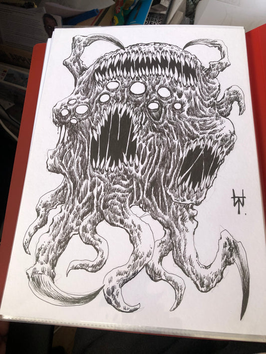 Dark Terror Creature Ink Drawing