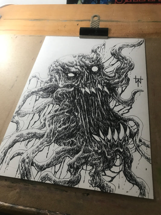 Original Demon Skull Ink Sketch
