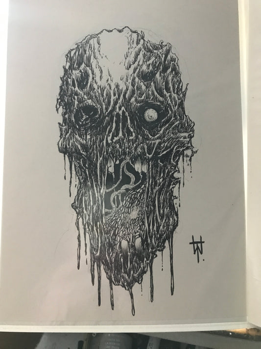 Original A4 Skull Ink Drawing