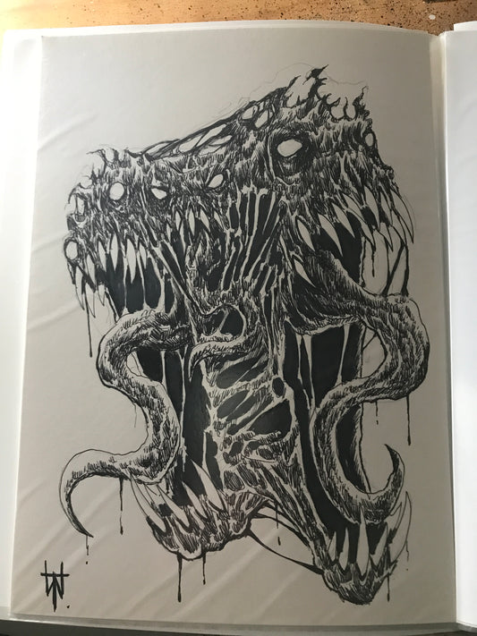 Split Demon Ink Sketch Drawing