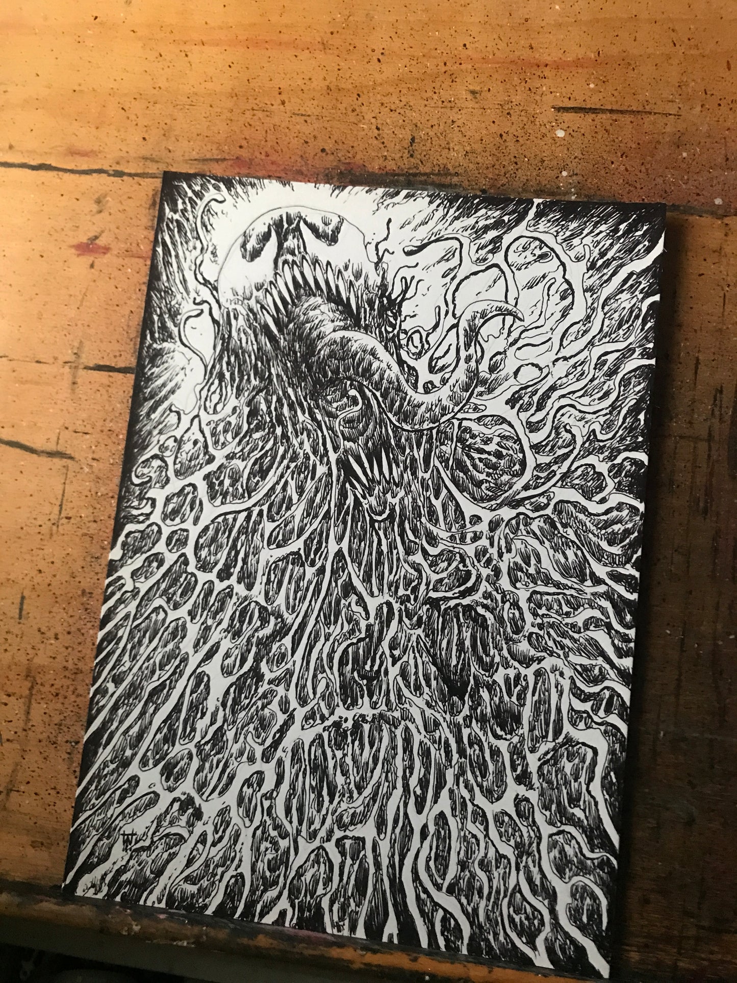 A4 Venom Symbiote Ink Drawing